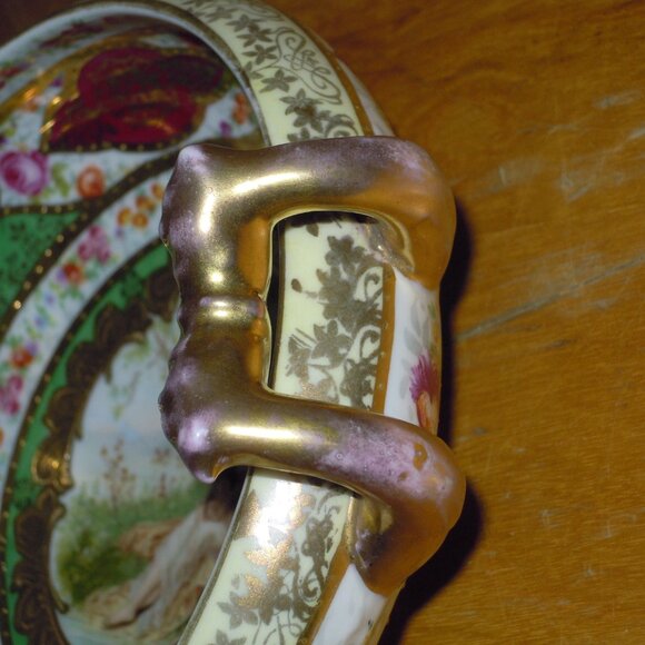 Antique ROYAL VIENNA Austria or Sevres Cherub Angel Gold Gilt Bowl Centerpiece - Picture 6 of 9